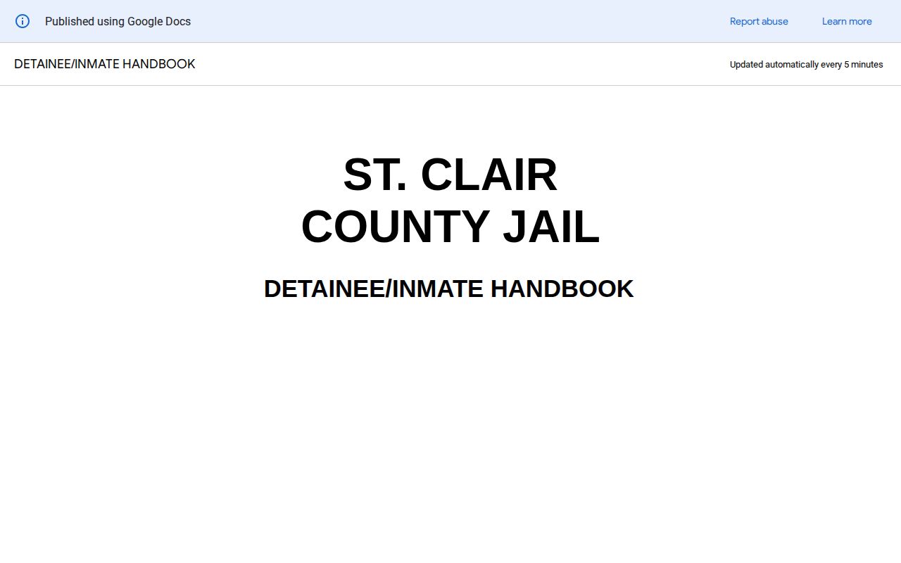 St. Clair County released inmate handbook and release processing rules